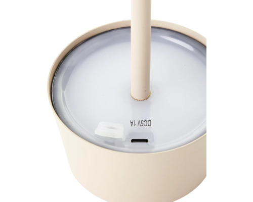 Detailansicht einer Tischleuchte mit USB-Anschluss