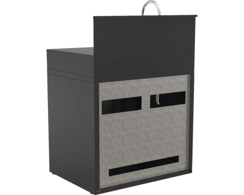 Waschbeckenunterschrank in dunkler Ausführung mit Stauraum