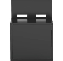 Schwarzer Metall-Unterschrank mit Tür und rechteckigen Aussparungen