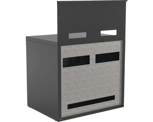 Grauer Unterschrank mit Öffnungen