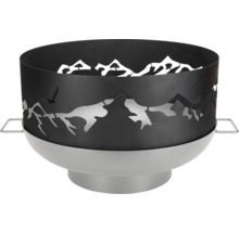 Feuerstelle mit Bergmotiv für den Garten