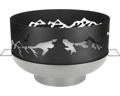 Feuerstelle mit Bergmotiv für den Garten