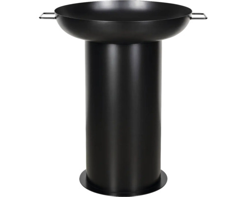 Schwarze Feuerschale auf Ständer für den Garten