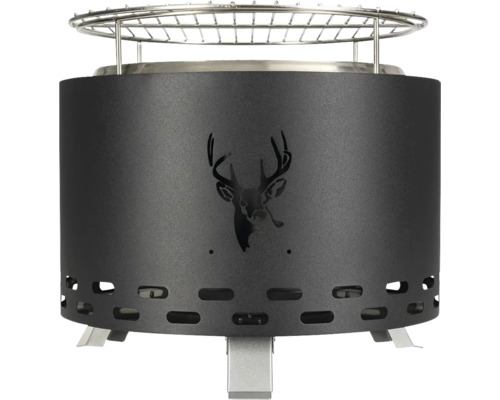 Feuerstelle mit Hirschmotiv und Grillrost