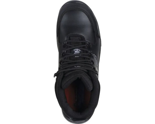 Chaussure montante noire à lacets avec embout de protection, vue de dessus