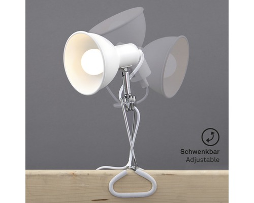 Lampe à pince blanche avec tête de lampe réglable