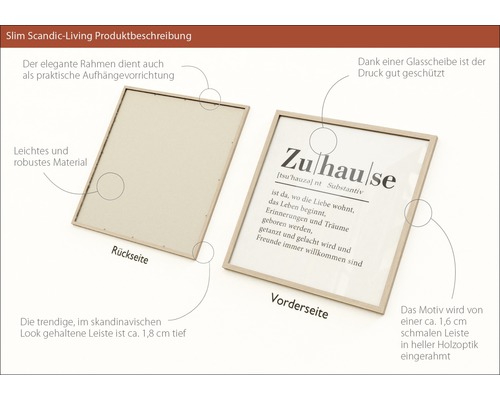 Cadre photo Scandi-Living avec face avant et arrière, aspect bois clair