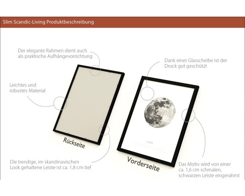 Slim Scandic-Living Bilderrahmen mit Motiv und Rückseite