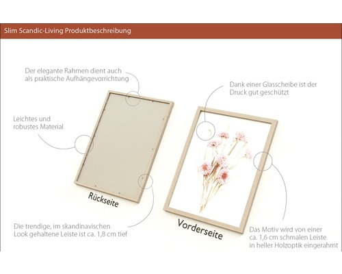 Produktbeschreibung: Bilderrahmen mit Holzoptik, Vorder- und Rückseite