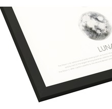 Affiche encadrée avec des images de la lune et un texte descriptif