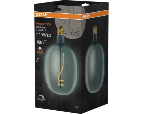 Osram Vintage 1906 LED-Ballonlampe, 4,5 Watt, blaue Glaslampe in der Verpackung