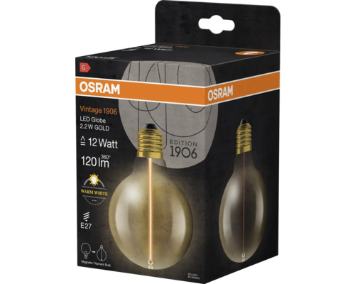 Osram Vintage 1906 LED Globe 2.2 Watt Gold Verpackung