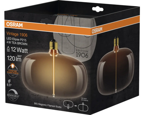 Osram Vintage 1906 Ampoule LED Elipse P215, 4 watts, brun thé, dans son emballage