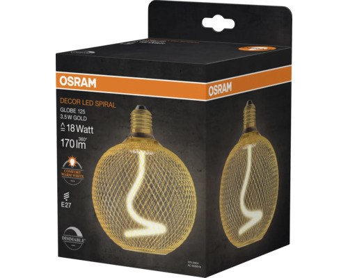 Osram Dekor LED Spirale Globe 125 3,5 Watt Gold Lampe in Verpackung