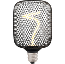 Dekorative Glühbirne mit schwarzem Drahtkäfig