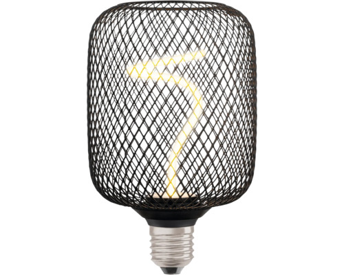 Dekorative Glühbirne mit schwarzem Drahtkäfig