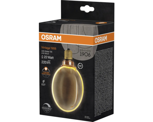 Osram Vintage 1906 LED Globe 130 4 Watt Gold Lampe in Verpackung