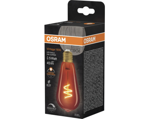 Verpackung einer Osram Vintage 1906 LED Edison Lampe, 5 Watt, E27 Sockel, warmweißes Licht, dimmbar