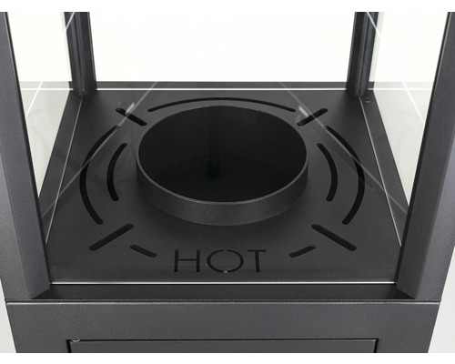 Vue détaillée d'un four avec l'inscription 'Chaud'.