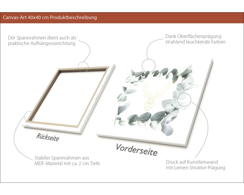 Leinwandbild 40x40 cm mit Rahmenrückseite und Motivansicht