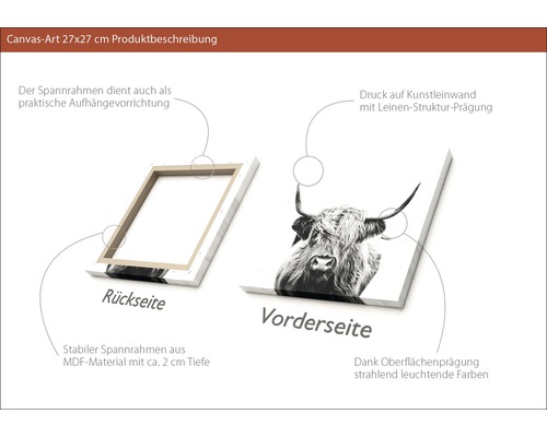 27x27 cm großes Leinwandbild mit MDF Rahmen zur Produktbeschreibung