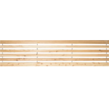 Panneau de clôture en bois avec planches horizontales et fixations métalliques