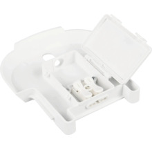 Boîte de dérivation apparente pour pièce humide avec couvercle ouvert et bornes