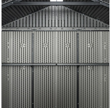 Vue intérieure d'un abri de jardin avec panneaux verticaux