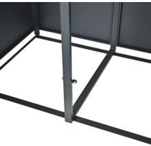 Vue détaillée du cadre métallique d'un abri de jardin