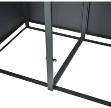 Vue détaillée du cadre métallique d'un abri de jardin