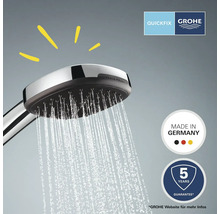 Grohe Handbrause mit Wasserstrahl. QuickFix. Hergestellt in Deutschland. Fünf Jahre Garantie.