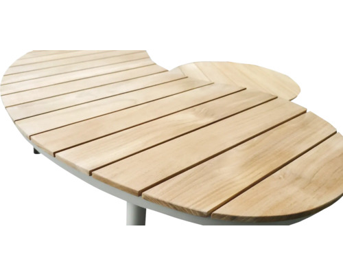 Detailansicht einer Gartentischplatte aus Holzlatten