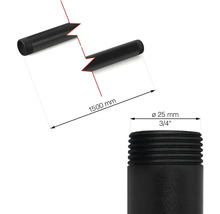 Abbildung einer Rohrverlängerung mit den Maßen 1500 mm Länge und 25 mm Durchmesser