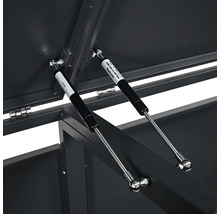 Gros plan des ressorts à gaz sur une boîte de rangement