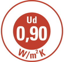 Symbole de valeur U 0,90 W/m²K
