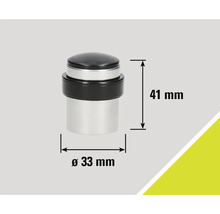 Butoir de porte en métal mesurant 41 mm de hauteur et 33 mm de diamètre.