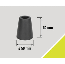 Embout de pied de chaise gris, 60 mm de haut, diamètre 50 mm