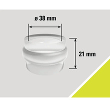 Butée de pied de meuble avec des dimensions de diamètre 38 millimètres et 21 millimètres de hauteur
