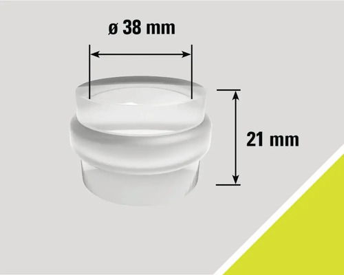 Butée de pied de meuble avec des dimensions de diamètre 38 millimètres et 21 millimètres de hauteur