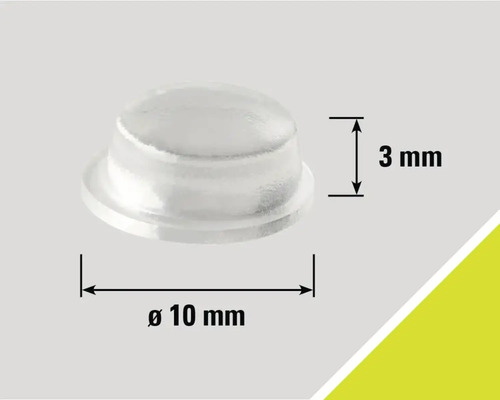 Tampon avec des dimensions de 3 mm de hauteur et 10 mm de diamètre