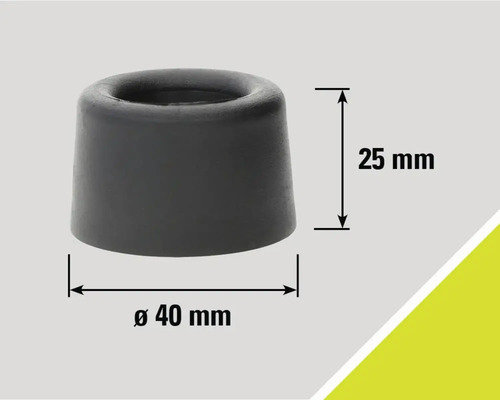 Butoir de porte gris en caoutchouc, dimensions 25 mm de hauteur et 40 mm de diamètre