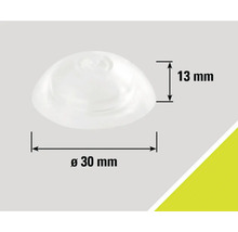 Dimensions d'un patin de meuble transparent de 30 millimètres de diamètre