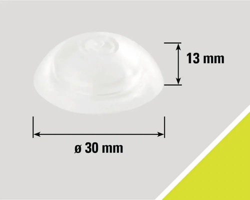 Dimensions d'un patin de meuble transparent de 30 millimètres de diamètre