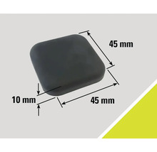 Patins pour meubles noirs de dimensions 45 mm x 45 mm x 10 mm