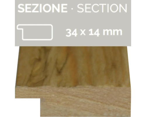 Moulure de profilé en bois avec les dimensions 34 x 14 mm