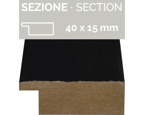 Vue de profilé de moulure de cadre, 40x15 mm
