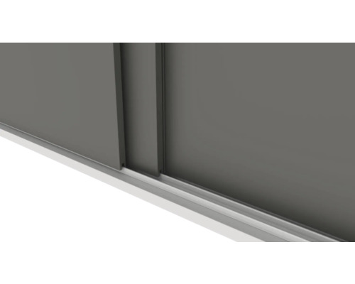 Vue détaillée d'une porte coulissante avec rail métallique