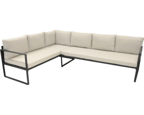 Garteneckbank mit Metallrahmen und Polster