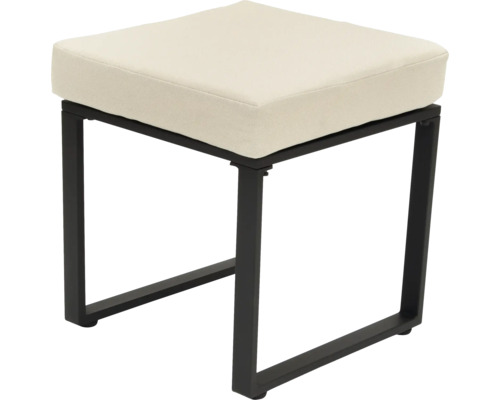 Hocker mit quadratischer, gepolsterter Sitzfläche und Metallgestell