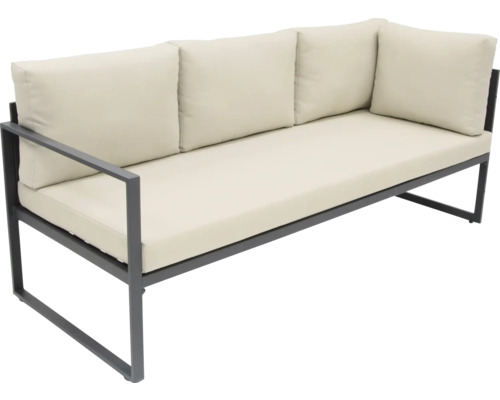 Sitzbank mit Metallgestell und Polster